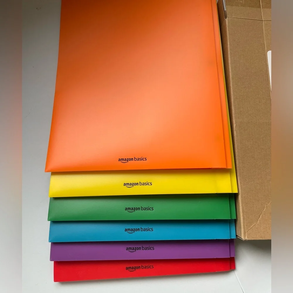 NWT 6 Heavy duty 2 pocket 6 colors letter size folders water resistant Amazon
